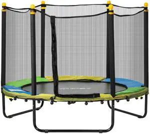 Kids Trampoline with Net Horizontal Bar Basketball Hoop Indoor, Black Kids Trampoline with Net Horizontal Bar Basketball Hoop Indoor, Black