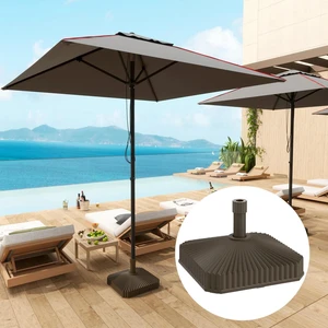 Square Patio Umbrella Base Holder, Sand/Water Filled Umbrella Stand Base, Brown Square Patio Umbrella Base Holder, Sand/Water Filled Umbrella Stand Base, Brown