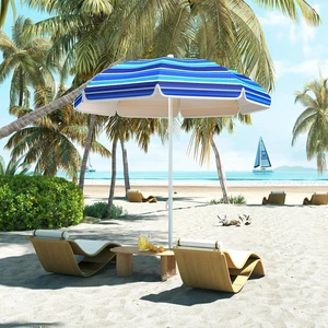 Portable Beach Umbrella, UV 50+ Ruffled Outdoor Multicolor Portable Beach Umbrella, UV 50+ Ruffled Outdoor Multicolor