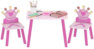 3PCS Kids Wooden Table Chair with Crown Pattern Gift for Girls Toddlers 3PCS Kids Wooden Table Chair with Crown Pattern Gift for Girls Toddlers