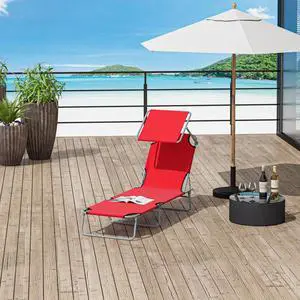 Lounge chair Chaise Lounging Bed Portable Adjustable Garden Beach Oxford Red Lounge chair Chaise Lounging Bed Portable Adjustable Garden Beach Oxford Red