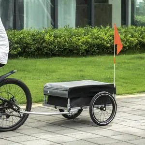 Bike Cargo Trailer, Foldable Bicycle Trailer, Luggage Wagon w/ Removable Cover Bike Cargo Trailer, Foldable Bicycle Trailer, Luggage Wagon w/ Removable Cover