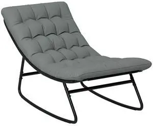 Outdoor Rocking Chair w/ Cushion, Mesh Patio Chair, Dark Grey Outdoor Rocking Chair w/ Cushion, Mesh Patio Chair, Dark Grey