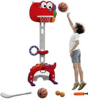 Kids Basketball Hoop, Adjustable Height 4.4-5 ft, 5 in 1 Design, Red Kids Basketball Hoop, Adjustable Height 4.4-5 ft, 5 in 1 Design, Red