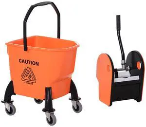 26L Mop Bucket with Wringer with Carry Handle Mop Holder for Household Orange 26L Mop Bucket with Wringer with Carry Handle Mop Holder for Household Orange