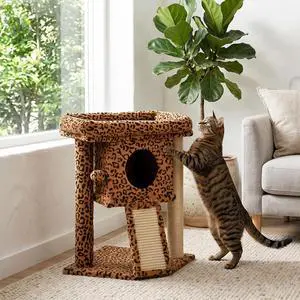 PawHut Cat Tree, Small Cat Tower with Perch, Scratching Post, Leopard Print PawHut Cat Tree, Small Cat Tower with Perch, Scratching Post, Leopard Print