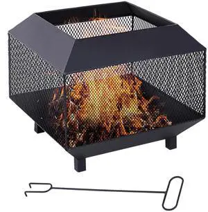 Firepit Heater Stove Garden Square Wood Buring Outdoor Patio Steel Black Firepit Heater Stove Garden Square Wood Buring Outdoor Patio Steel Black