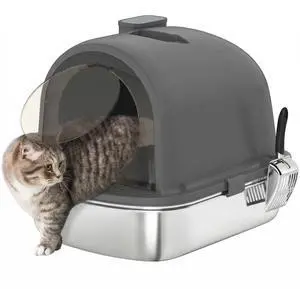 PawHut Stainless Steel Litter Box, Enclosed Cat Litter Box with Scoop PawHut Stainless Steel Litter Box, Enclosed Cat Litter Box with Scoop