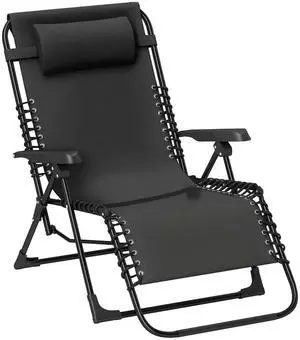 Zero Gravity Chair, Folding Lounge Chair Recliner, Black Zero Gravity Chair, Folding Lounge Chair Recliner, Black