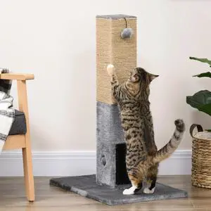 Cat Scratching Post 79cm Scratcher Climber Cat Tree Activity Centre Grey Cat Scratching Post 79cm Scratcher Climber Cat Tree Activity Centre Grey