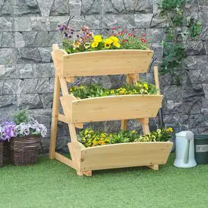 3 Tier Raised Garden Bed, Wooden Planter Box Kit for Flowers, Vegetables, Herbs 3 Tier Raised Garden Bed, Wooden Planter Box Kit for Flowers, Vegetables, Herbs
