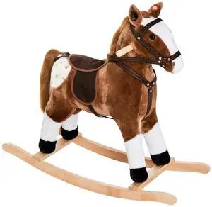 Kid Plush Rocking Horse Ride-on Baby Girl Toy Pony w/ Realistic Sound Brown Kid Plush Rocking Horse Ride-on Baby Girl Toy Pony w/ Realistic Sound Brown