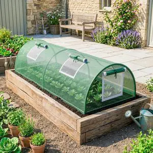 PE Mini Greenhouse, 3 M Portable Tunnel Green House with 5 Mesh Windows PE Mini Greenhouse, 3 M Portable Tunnel Green House with 5 Mesh Windows
