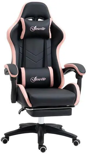 Racing Gaming Chair Reclining PU Leather Computer Chair with Headrest, Black Racing Gaming Chair Reclining PU Leather Computer Chair with Headrest, Black