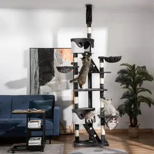 94"-102" Huge Cat Tree Ceiling High Cat Tower Multilevel Playhouse 94"-102" Huge Cat Tree Ceiling High Cat Tower Multilevel Playhouse
