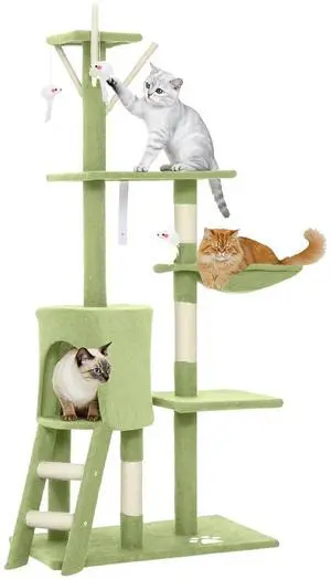52" Multi-Level Cat Tree Kitty Activity Center Scratcher Tower Condo Green 52" Multi-Level Cat Tree Kitty Activity Center Scratcher Tower Condo Green