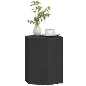 Hexagonal Side Table, Lightweight End Table with Adjustable Feet, Black Hexagonal Side Table, Lightweight End Table with Adjustable Feet, Black