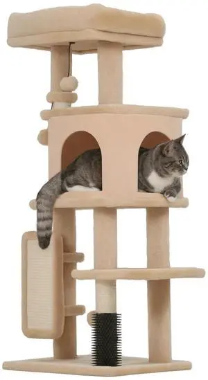 41 Inch Cat Tree with Scratching Posts, Light Grey 41 Inch Cat Tree with Scratching Posts, Light Grey