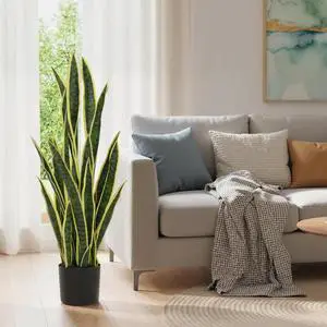 Artificial Snake Plant with 21 Leaves, Artificial Tree, Green Artificial Snake Plant with 21 Leaves, Artificial Tree, Green
