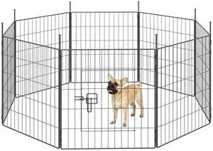 PawHut 8 Panels Dog Playpen Pet Playpen Dog Fence Folding 23.6" High, Black PawHut 8 Panels Dog Playpen Pet Playpen Dog Fence Folding 23.6" High, Black