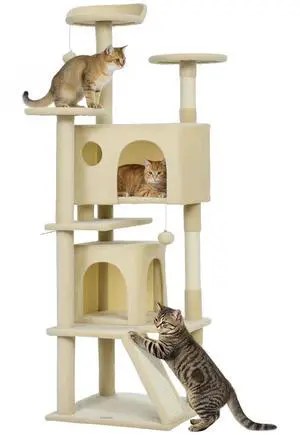 54" Cat Tree with Scratching Posts, Condos, Dark Grey 54" Cat Tree with Scratching Posts, Condos, Dark Grey