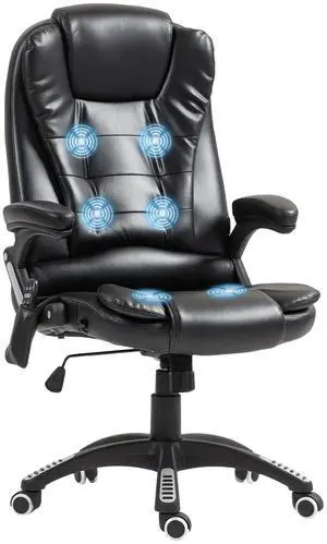 Home Office Massage Chair High Back Chair w/ Reclining, Swivel Wheels, Grey Home Office Massage Chair High Back Chair w/ Reclining, Swivel Wheels, Grey