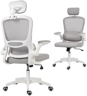 Ergonomic Office Chair, Desk Chair with Lumbar Support, Grey Ergonomic Office Chair, Desk Chair with Lumbar Support, Grey