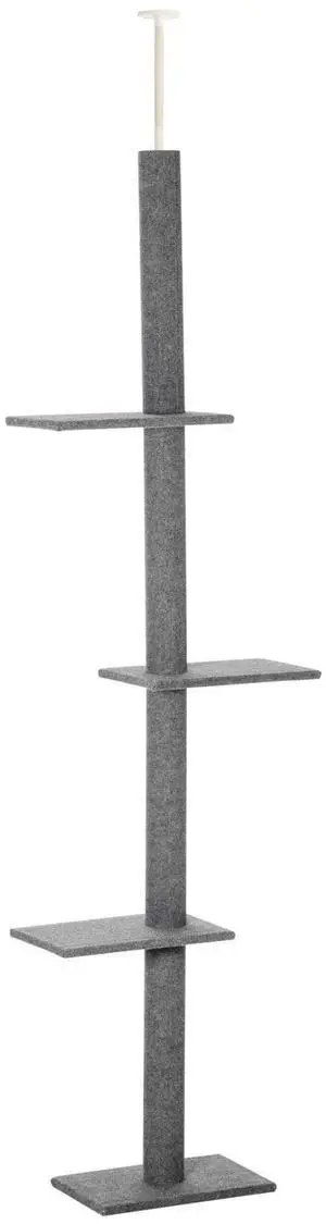 100" Floor To Ceiling Cat Tree Activity Center w/3 Perches Kitten Grey 100" Floor To Ceiling Cat Tree Activity Center w/3 Perches Kitten Grey