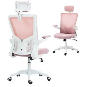 Ergonomic Office Chair, Desk Chair with Adjustable Headrest, Pink Ergonomic Office Chair, Desk Chair with Adjustable Headrest, Pink