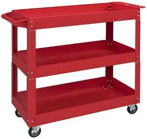 3 Tier Rolling Tool Cart with Wheels, Mobile Utility Cart for Garage, Red 3 Tier Rolling Tool Cart with Wheels, Mobile Utility Cart for Garage, Red