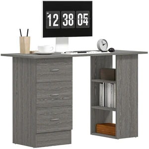 Computer Desk with Storage Shelves 47" Home Office Desk with Drawers Grey Computer Desk with Storage Shelves 47" Home Office Desk with Drawers Grey