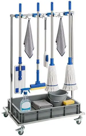 Cleaning Rolling Janitor Cart with Locking Wheels 72x52cm Cleaning Rolling Janitor Cart with Locking Wheels 72x52cm