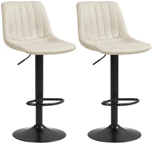 Set Of 2 Microfiber Retro Tub Bar Stools w/ Metal Frame Footrest Home Seat Cream Set Of 2 Microfiber Retro Tub Bar Stools w/ Metal Frame Footrest Home Seat Cream