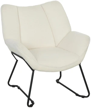 Accent Chair, Sherpa Fleece Armchair w/ Wide Back, Metal Legs, White Accent Chair, Sherpa Fleece Armchair w/ Wide Back, Metal Legs, White