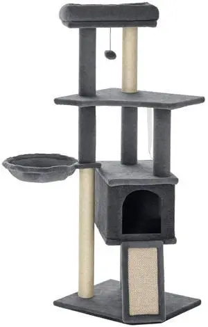PawHut 50 Inch Cat Tree, Multi-Level Cat Tower for Indoor kittens, Grey PawHut 50 Inch Cat Tree, Multi-Level Cat Tower for Indoor kittens, Grey