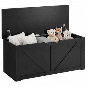 Storage Chest for Living Room, Storage Bench, 39.4"W, Black Storage Chest for Living Room, Storage Bench, 39.4"W, Black