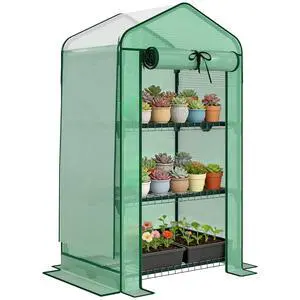 Mini Greenhouse with Screen Roof, Portable Small Greenhouse, Green Mini Greenhouse with Screen Roof, Portable Small Greenhouse, Green