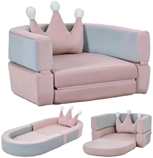 3-in-1 Convertible Soft Play Set with Crown Cushion for Toddlers, Pink 3-in-1 Convertible Soft Play Set with Crown Cushion for Toddlers, Pink
