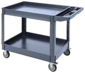 Plastic Rolling Utility Cart 2Shelf 500Lbs Brake Wheel Garage Cleaning Plastic Rolling Utility Cart 2Shelf 500Lbs Brake Wheel Garage Cleaning