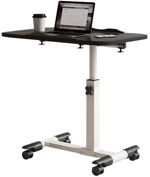 Rolling Mobile Standing Desk Height-Adjustable Computer Table with Wheels Black Rolling Mobile Standing Desk Height-Adjustable Computer Table with Wheels Black
