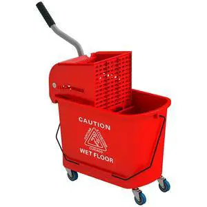 Mop Bucket with Wringer on Wheels for Floor Cleaning 5 Gallon Red Mop Bucket with Wringer on Wheels for Floor Cleaning 5 Gallon Red
