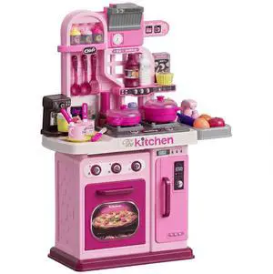 Kids Play Kitchen with Lights, Sounds, 33 Accessories, Storage Kids Play Kitchen with Lights, Sounds, 33 Accessories, Storage