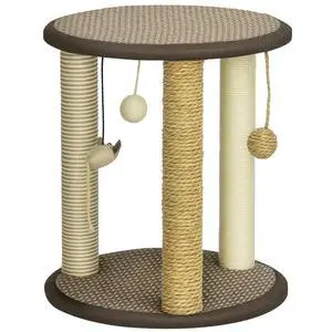Cat Tree with Hanging Toys Jute Sisal Seagrass Post, Brown Cat Tree with Hanging Toys Jute Sisal Seagrass Post, Brown