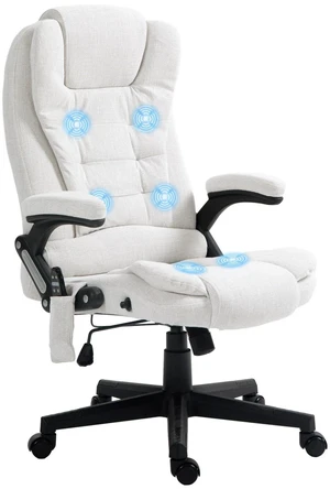 Home Office Massage Chair High Back Chair w/ Reclining, Swivel Wheels, White Home Office Massage Chair High Back Chair w/ Reclining, Swivel Wheels, White