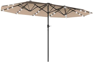 4.4m Double-Sided Sun Umbrella Patio Parasol with LED Solar Lights 4.4m Double-Sided Sun Umbrella Patio Parasol with LED Solar Lights
