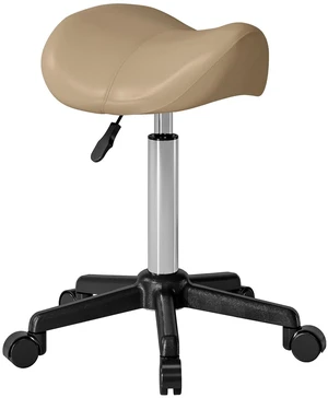 Rolling Salon Stool, Faux Leather Swivel Saddle Chair, Brown Rolling Salon Stool, Faux Leather Swivel Saddle Chair, Brown