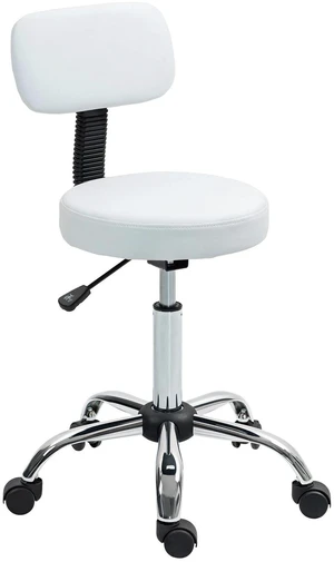Adjustable Rolling Stool with Backrest, Faux Leather Stool Chair Adjustable Rolling Stool with Backrest, Faux Leather Stool Chair