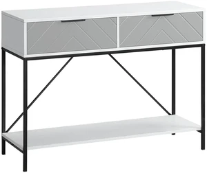 Modern Console Table w/ 2 Drawers & Open Shelf for Entryway Living Room, White Modern Console Table w/ 2 Drawers & Open Shelf for Entryway Living Room, White