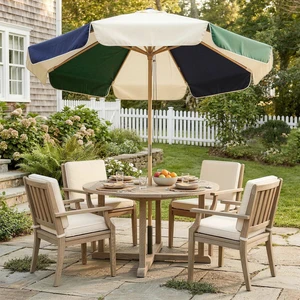 7.4 ft Patio Umbrella with Wood-Effect Frame, Dark Green 7.4 ft Patio Umbrella with Wood-Effect Frame, Dark Green