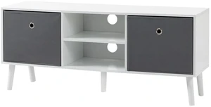 TV Table with Storage, Entertainment Unit with Foldable Drawers and Shelves TV Table with Storage, Entertainment Unit with Foldable Drawers and Shelves